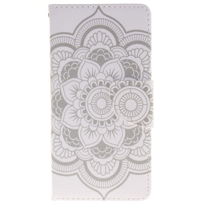 

White flowers Design PU Leather Flip Cover Wallet Card Holder Case for HUAWEI P9 Lite