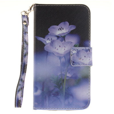 

Blue flower Design PU Leather Flip Cover Wallet Card Holder Case for LG G3