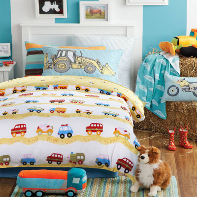 

Polar Cloud Bedding Home Textiles Cotton Children&39s Three-piece Bedding Student Single Pillowcase \ Bed Sheets Covers Three-piece Car Family Yellow 120 150cm