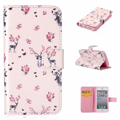 

Deer Design PU Leather Flip Cover Wallet Card Holder Case for IPHONE 5S/5SE