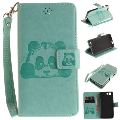 

Green Panda Style Embossing Classic Flip Cover with Stand Function and Credit Card Slot for Dooge X5