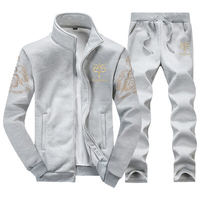 

Zhuo Shidi Shield suit men and South Korea fashion stand collar sports casual sweater suit A301-D38 black