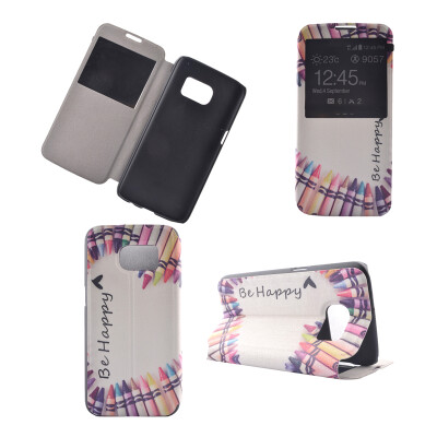 

Colorful Crayon Design PU Leather Flip Cover Wallet Card Holder Case for Samsung Galaxy S7