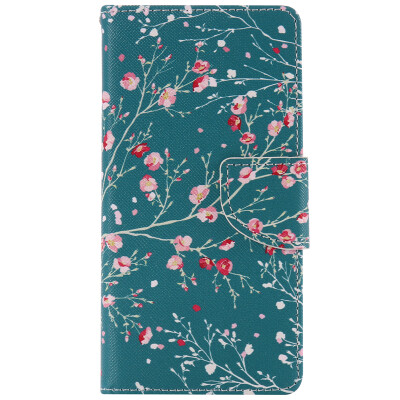 

Blue Apricot Tree Design PU Leather Flip Cover Wallet Card Holder Case for SONY M2