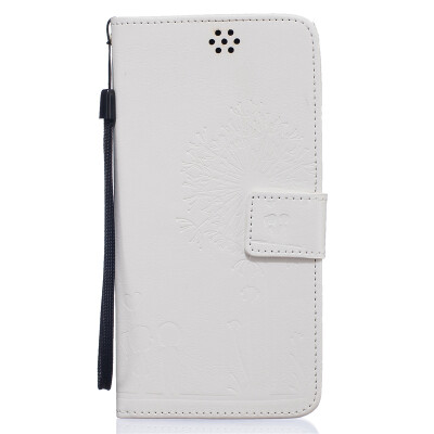 

White Lovers and Dandelion Style Embossing Classic Flip Cover with Stand Function and Credit Card Slot for IPHONE 7