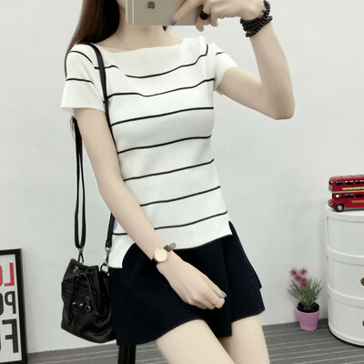 

VIVAHEART Women's Korean Casual Fashion Open Knit Short Sleeve T-Shirt VWLCTC1601 White