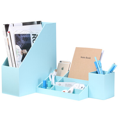 

Vic (V-PACK) office supplies desktop storage box set creative fashion file rack / folder / pen holder storage box 3 sets of gift sets TC-1 water blue