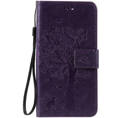

Purple Tree Design PU Leather Flip Cover Wallet Card Holder Case for WIKO PULP