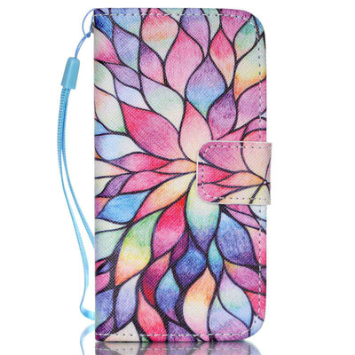 

Colorful flowers Design PU Leather Flip Cover Wallet Card Holder Case for IPHONE 5