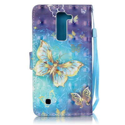 

Golden Butterfly Design PU Leather Flip Cover Wallet Card Holder Case for LG K7