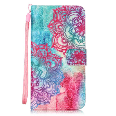 

Colorful Flowers Design PU Leather Flip Cover Wallet Card Holder Case for LG G5