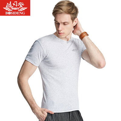 

BOSIDENG men&39s T-shirt BJN78045 cotton sweater men breathable bottoming shirt single piece gray