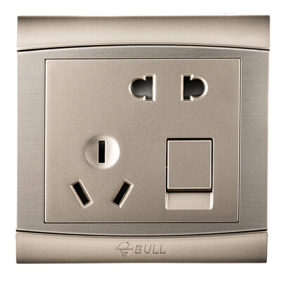 

Bull (BULL) switch socket G19 series open a single control five holes with switch socket 86 type panel G19E333 champagne gold