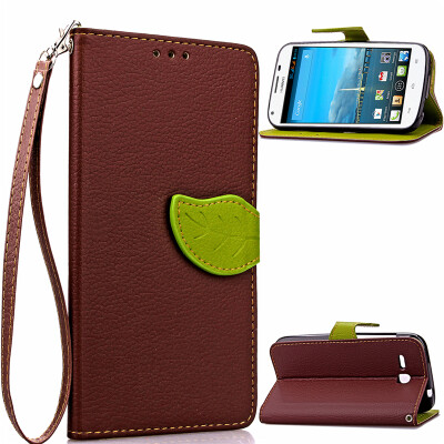 

Brown Design PU Leather Flip Cover Wallet Card Holder Case for Huawei Y600