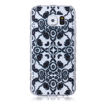 

Black flowers Pattern Soft Thin TPU Rubber Silicone Gel Case Cover for SAMSUNG GALAXY S6 Edge