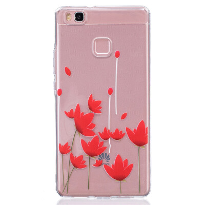 

Red flower Pattern Soft Thin TPU Rubber Silicone Gel Case Cover for HUAWEI P9 Lite