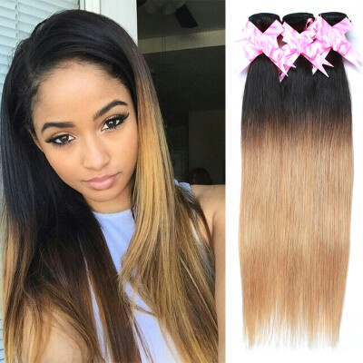 

7A Brazilian Virgin Hair Straight Ombre Honey Blonde Ombre Brazilian Hair Straight Weave Cheap Brazilian Straight Hair 3 Pcs