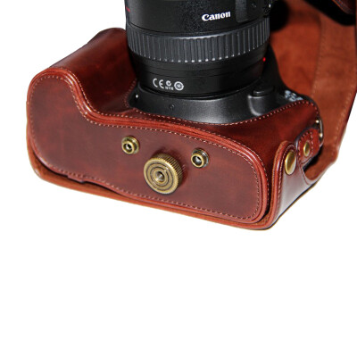 

Early Passenger SLR Camera Case Case Leather Case Monoclonal Case EM-213 Oil Leather Coffee Canon 6D + Standard Lens