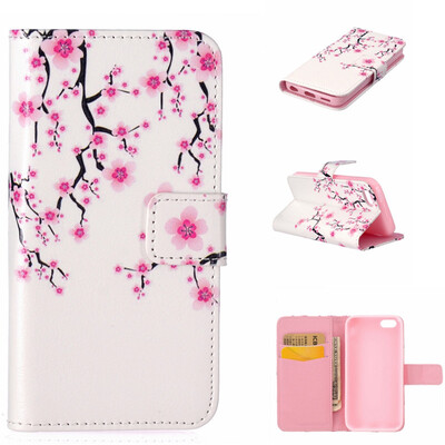 

Plum blossom Design PU Leather Flip Cover Wallet Card Holder Case for IPHONE 5C
