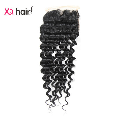 

8a Indian Virgin Hair Deep Curly Lace Closure Virgin Hair Products Deep Wave Closure 4*4 Free Part Lace Closure