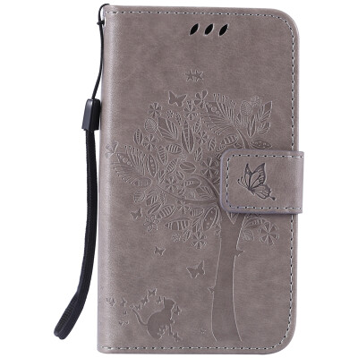 

Gray Tree Design PU Leather Flip Cover Wallet Card Holder Case for LG K4