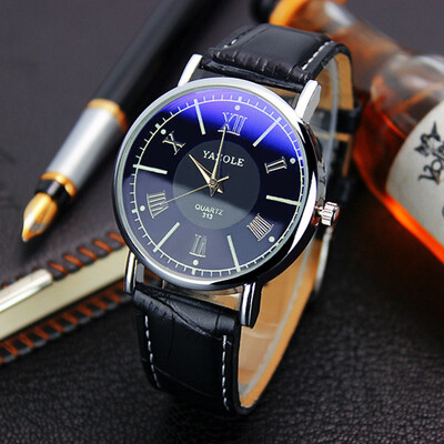 

Fashion simple button buckle round business watch thin section couple men and women watch blue light YZL0549TH-2