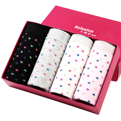 

EASINESS EC6508 Женские трусики Bamboo Fiber Star Print Женская талия Свежие брюки [4шт] M