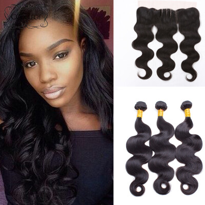 

CCollege 8A grade 3bundles Malaysian Virgin Hair With Frontal malaysian body wave With Frontal malaysian body wave human hair