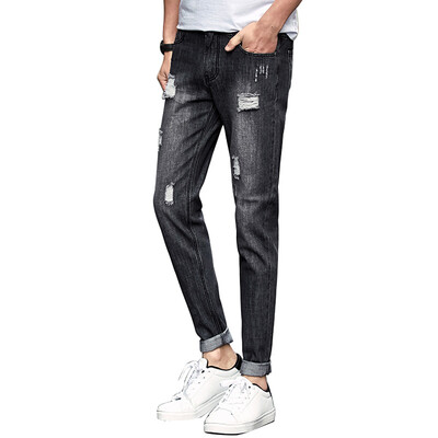 

(MSEK) hole nine points jeans male tide micro-bomb large size Harlan jeans male LNK70011 black 29