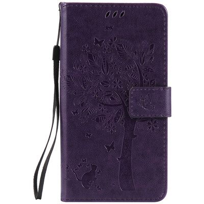 

Purple Tree Design PU Leather Flip Cover Wallet Card Holder Case for WIKO SLIDE 2