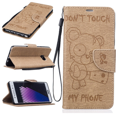 

Gold Bear Style Embossing Classic Flip Cover with Stand Function and Credit Card Slot for SAMSUNG Galaxy Note 7