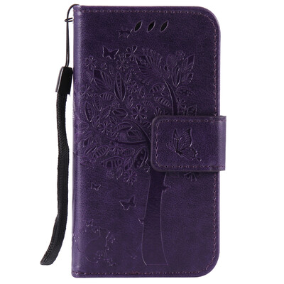 

Purple Tree Design PU Leather Flip Cover Wallet Card Holder Case for IPHONE 4