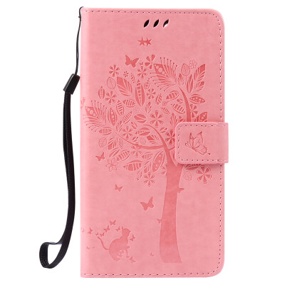 

Pink Tree Design PU Leather Flip Cover Wallet Card Holder Case for WIKO PULP FAB 4G