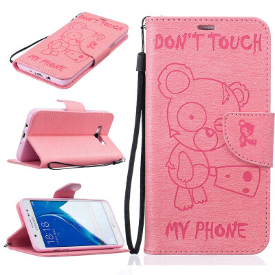 

Pink Bear Style Embossing Classic Flip Cover with Stand Function and Credit Card Slot for SAMSUNG Galaxy J7 2016/J710