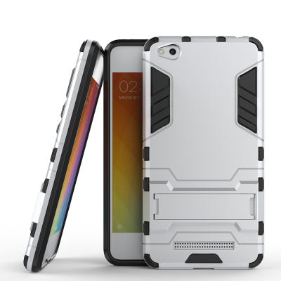 

Silver Slim Robot Armor Kickstand Shockproof Hard Rugged Rubber Back Case For XIAOMI RedMi 4A