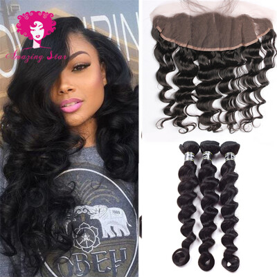 

Amazing Star Peruvian Virgin Hair Loose Wave Hair Bundles with 13x4 Frontal Beautiful Hair Weaving Can Be Dyed and Bleached