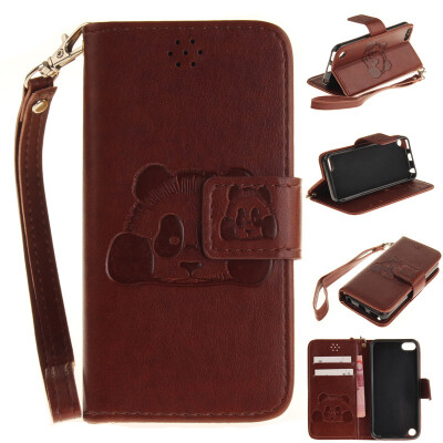 

Brown Panda Style Embossing Classic Flip Cover with Stand Function and Credit Card Slot for iPod Touch 5/6