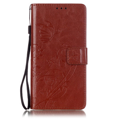 

Brown Flower Design PU Leather Flip Cover Wallet Card Holder Case for HUAWEI P9lite