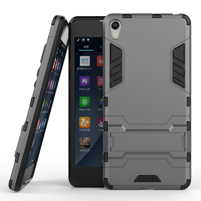 

Gray Slim Robot Armor Kickstand Shockproof Hard Rugged Rubber Back Case For SONY Xperia E5