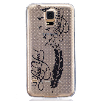 

LOVE Перья Pattern Мягкий Тонкий TPU Резиновый Силиконовый гель Чехол для SAMSUNG GALAXY S5