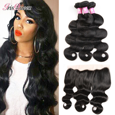 

7A Malaysian Virgin Hair With Closure 3 Bundles Body Wave With Frontal Closure 13*4 Full Frontal Lace Closure