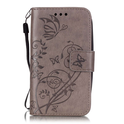 

Gray Flower Design PU Leather Flip Cover Wallet Card Holder Case for SAMSUNG S7EDGE