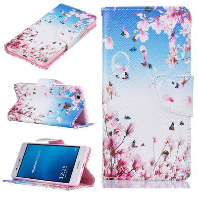 

Orchid butterfly Design PU Leather Flip Cover Wallet Card Holder Case for HUAWEI P9 Lite