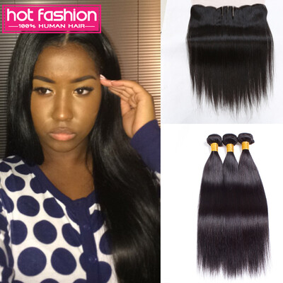 

Indian Straight With Frontal 8A Virgin Best Selling Unprocessed Hot Fashion Hair Products 3 Bundles And Frontal Hot Beauty
