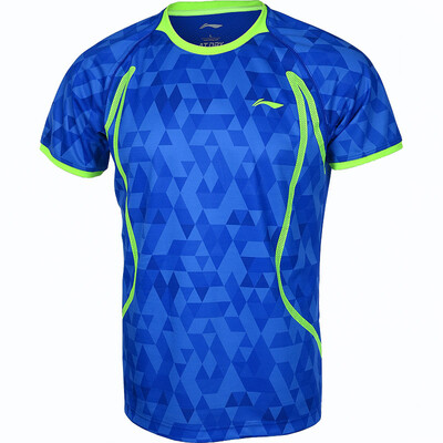 

Li Ning LI-NING 17 лет новый футболка с бадминтоном с короткими рукавами с круглой шеей Футболка AAYM001-2 мужской хрусталь синий M
