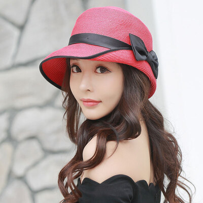 

Jingdong Supermarket] Siggi SI89317 hat summer summer straw hat can be folded big along the sun hat Korean version of the tide cover beach beach cap cap red 57CM