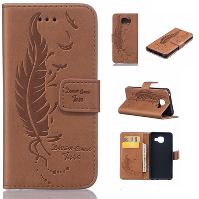 

Brown Plumes and birds Embossed PU Leather Wallet Case Classic Flip Cover with Stand Function and Credit Card Slot for SAMSUNG Gal