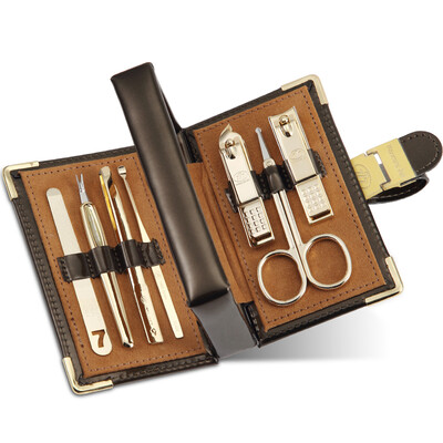 

Jingdong supermarket 777 nail knives set nail clippers repair beauty care package 7 sets of NTS-6201G Mocha brown import