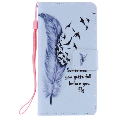 

Blue Feather Design Кожа PU откидной крышки Кошелек Карты Держатель чехол для SONY X Performance