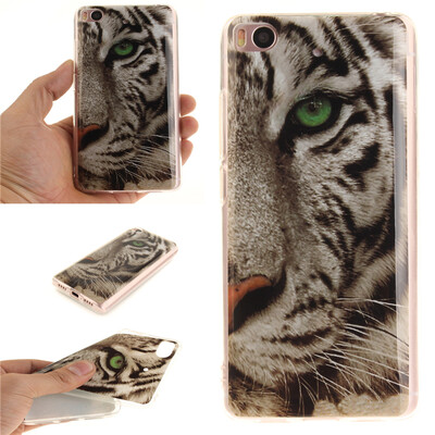 

White Tiger Pattern Soft Thin TPU Rubber Silicone Gel Case Cover for XIAOMI 5S